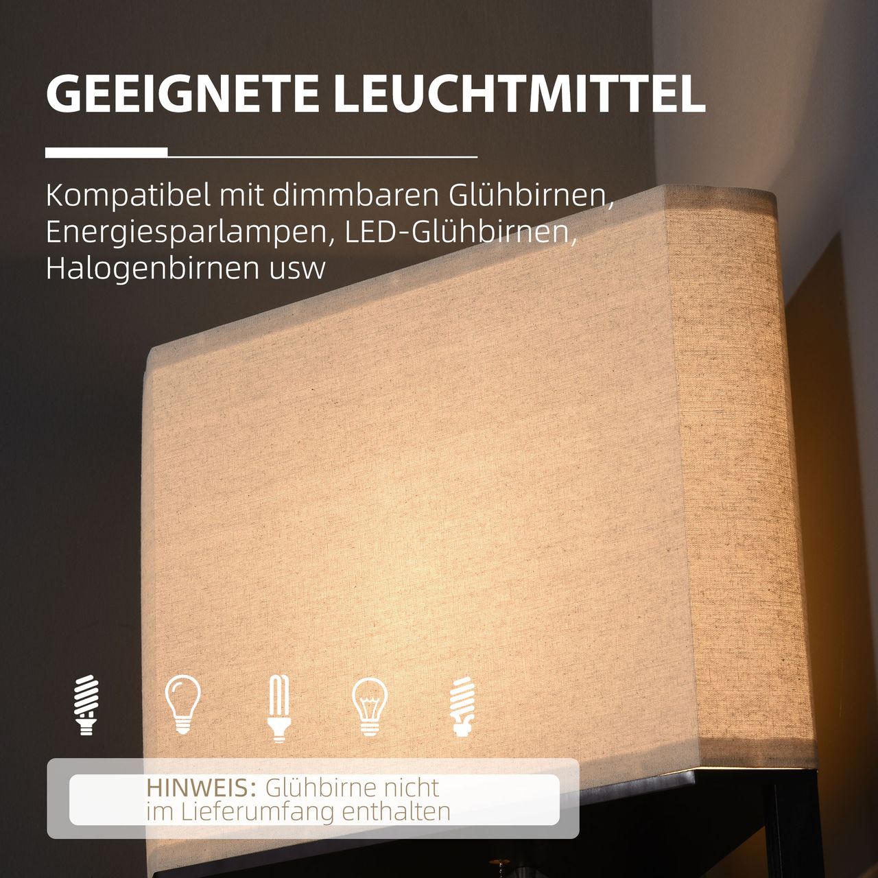 HOMCOM Stehlampe Stehleuchte mit 3 Fächern, 40 W Standlampe mit E27 Fassung Weiß