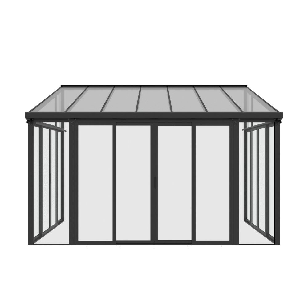HOME DELUXE Wintergarten AMARIS, BxT: 428x300 cm, Bedachung Hohlkammerstegplatten, (Komplettset abschließbar & kratzfeste Pulverbeschichtung), Wintergarten aus Aluminium, Alu Terrassendach, Terrassenüberdachung