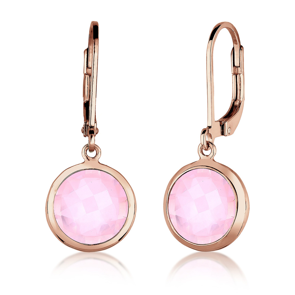 Elli Elli Boucles d'Oreilles Rosenquarz Basic Klassisch Silber rosé vergoldet Boucles d'oreilles