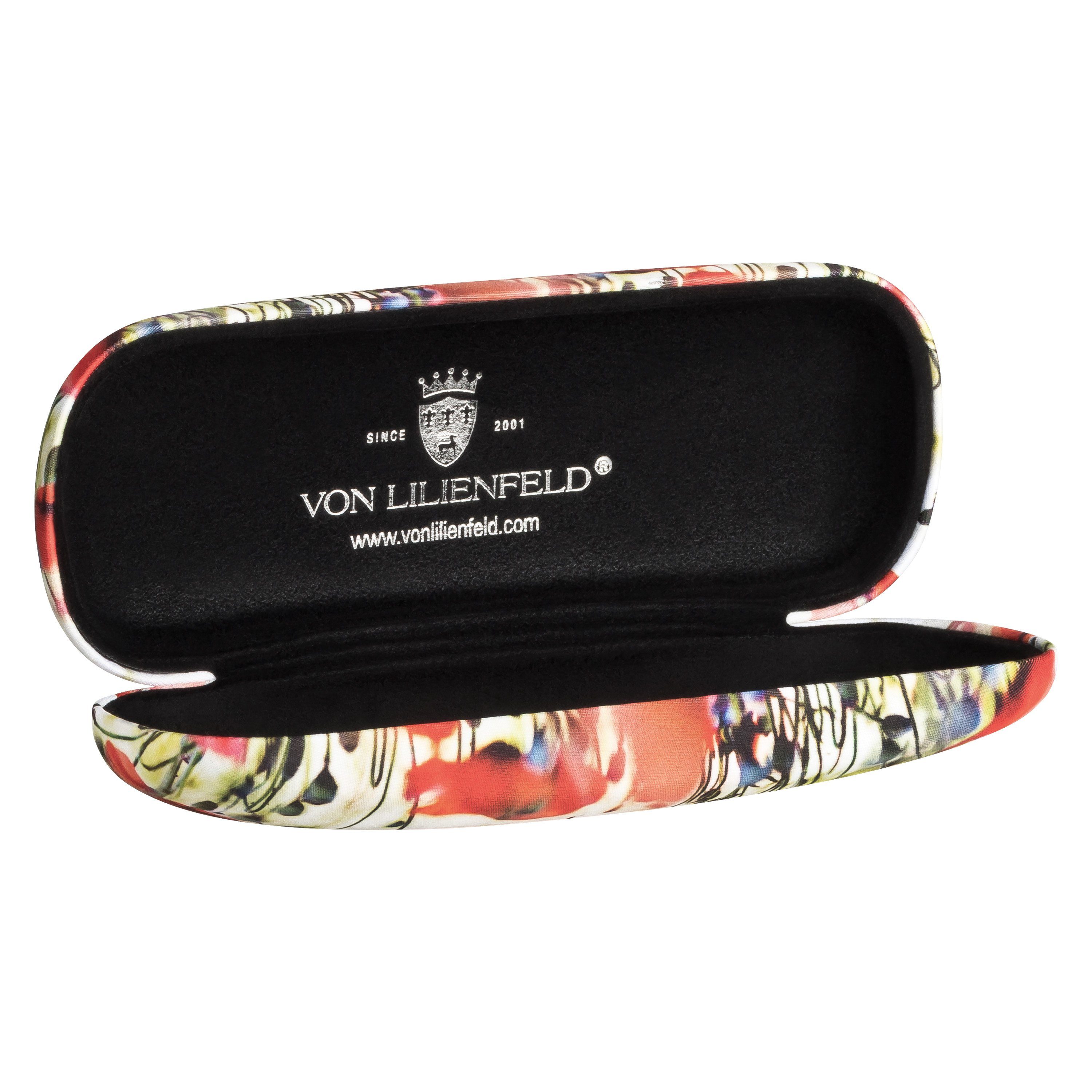 von Lilienfeld Brillenetui Mohnblumen Blüten Motiv Etui Brillenbox, stabiles mit Mikrofaser bezogenes Hardcase