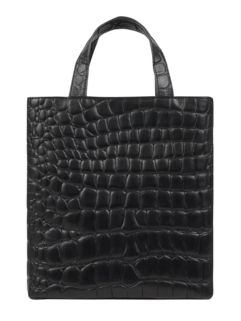 Tote Bag mit Label-Applikation Modell 'Paper' in schwarz