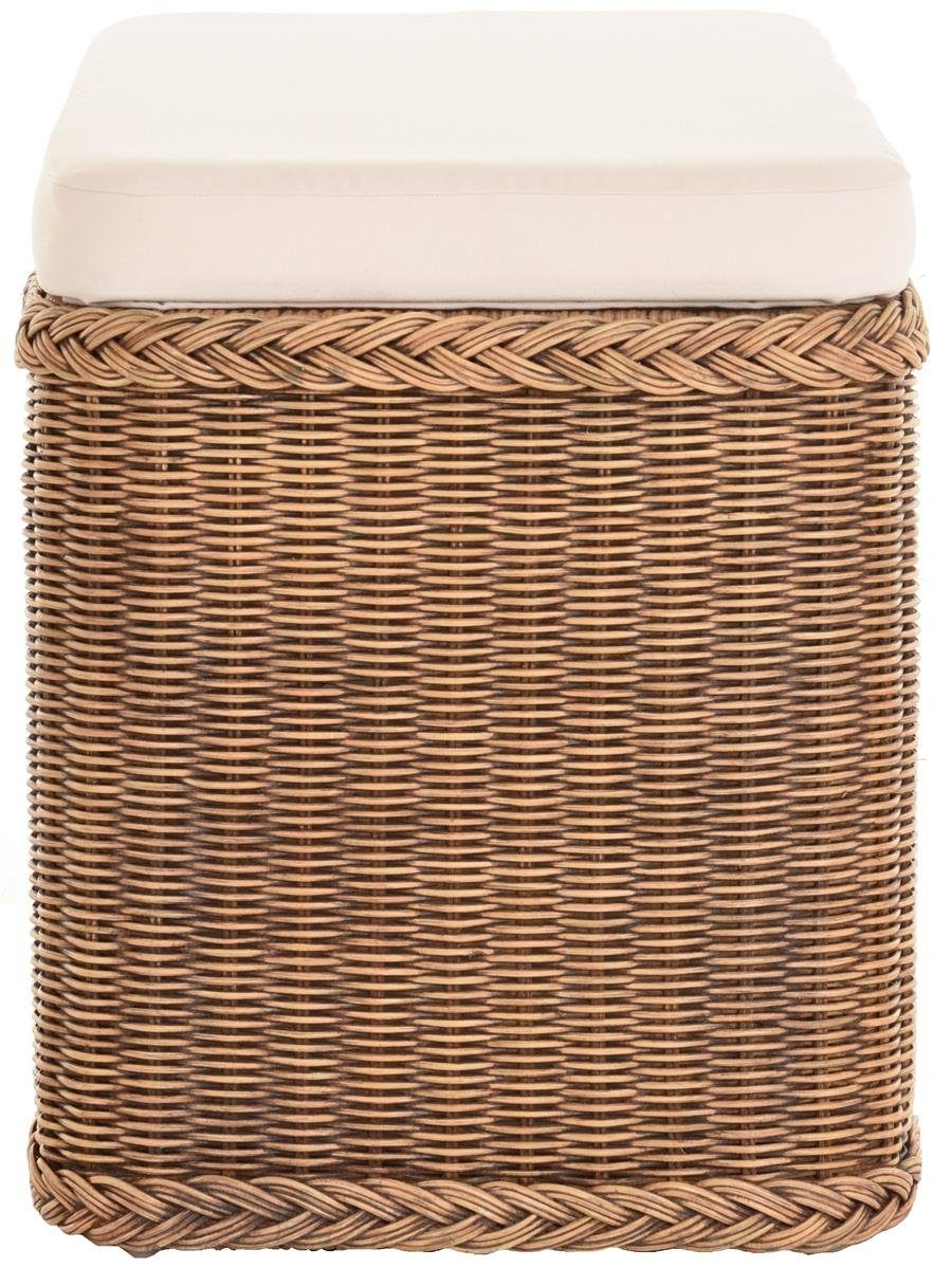 Krines Home Wäschetruhe Rechteckige Truhe Sitztruhe gepolstert mit Deckel Natur-Rattan (Wäschebox mit Inlett), Sitzbank mit Stauraum