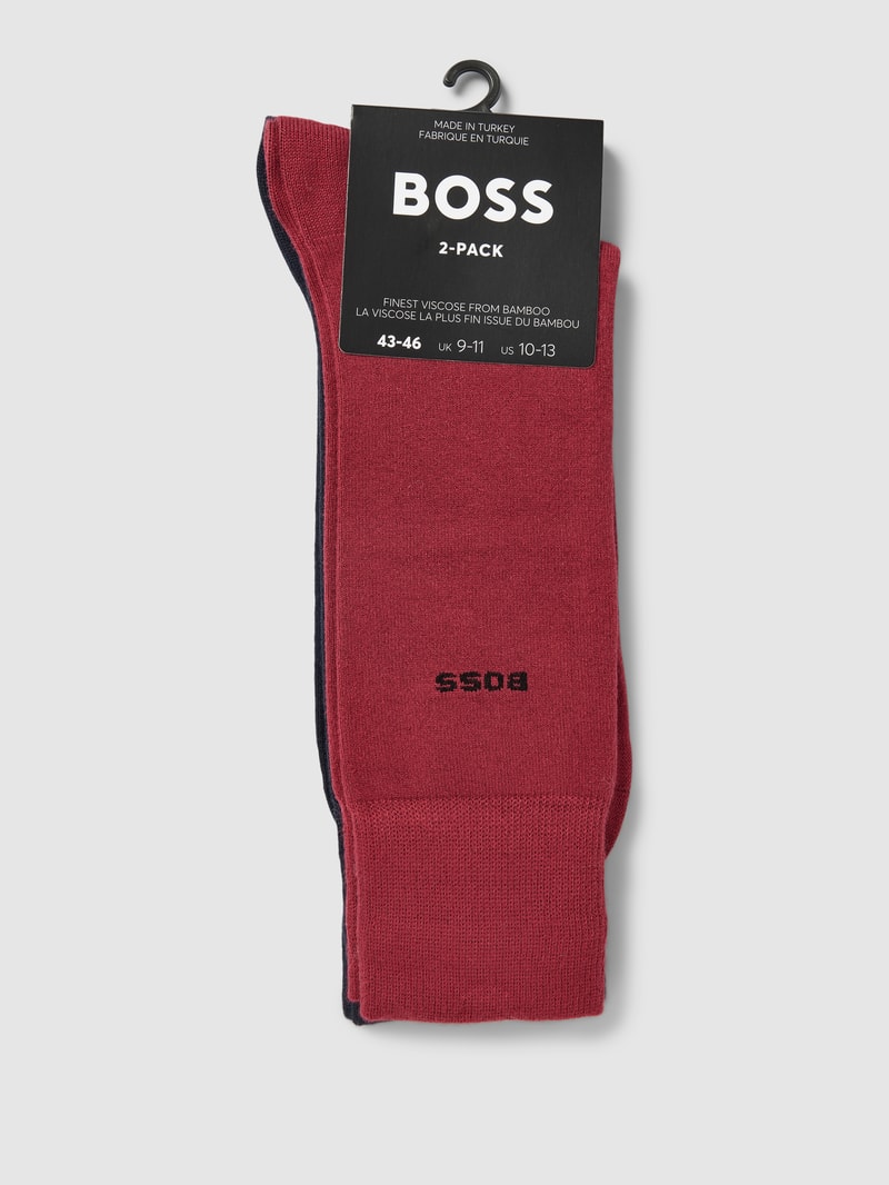Socken mit Label-Detail im 2er-Pack in dunkelrot