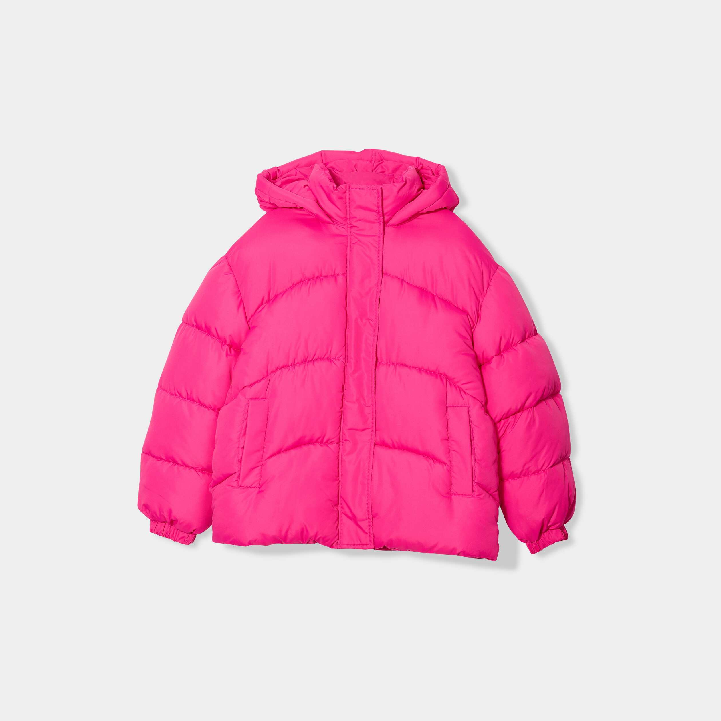 Doudoune oversize à capuche rose fushia femme | La Halle