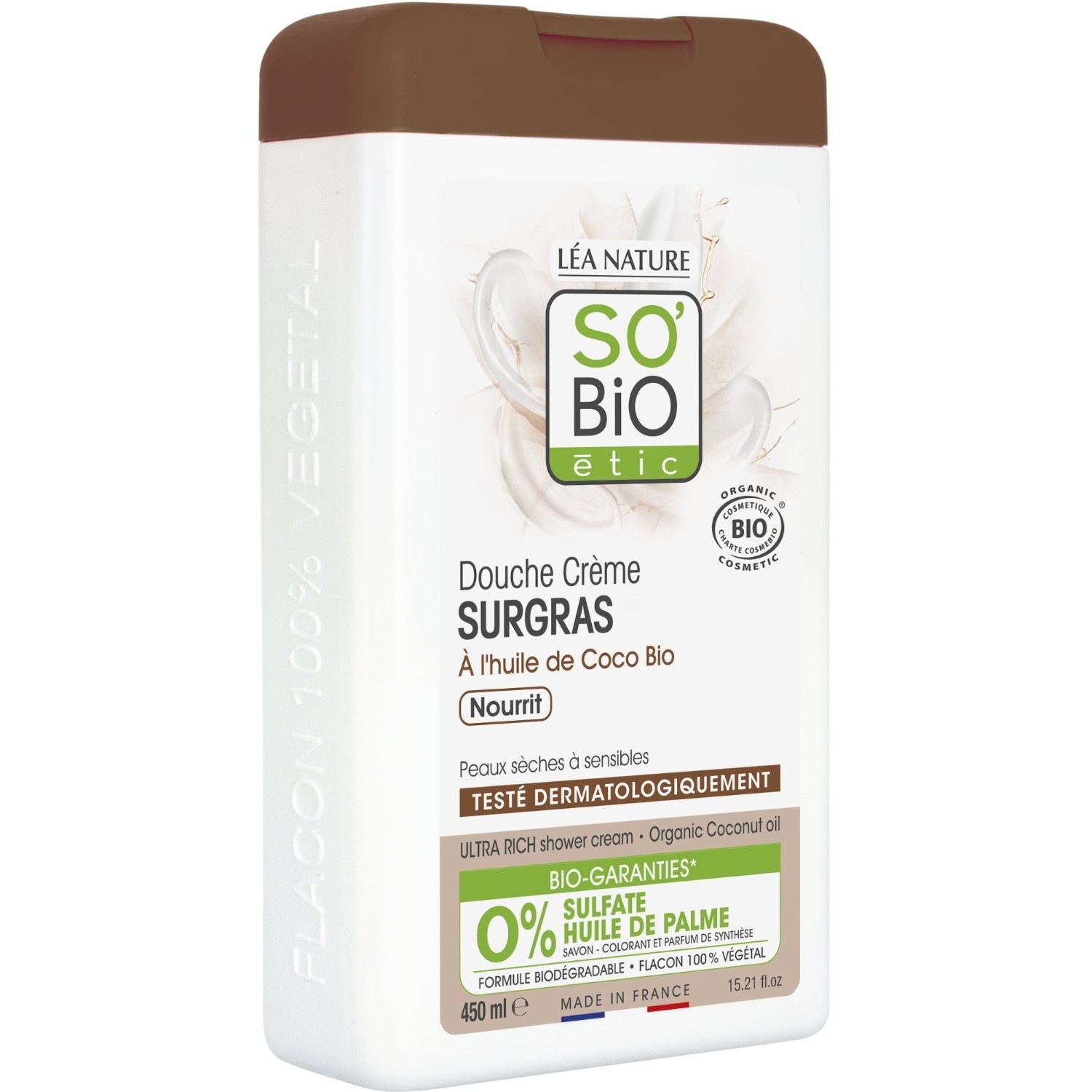 SO BiO étic Ultra-Rich Shower Cream, med økologisk kokosolje, gir næring