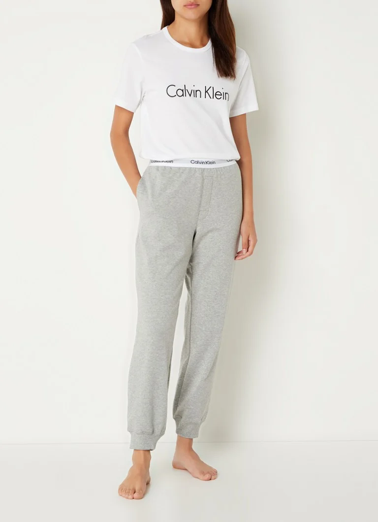 Pantaloni da casa Calvin Klein a vita media e affusolati con striscia logo