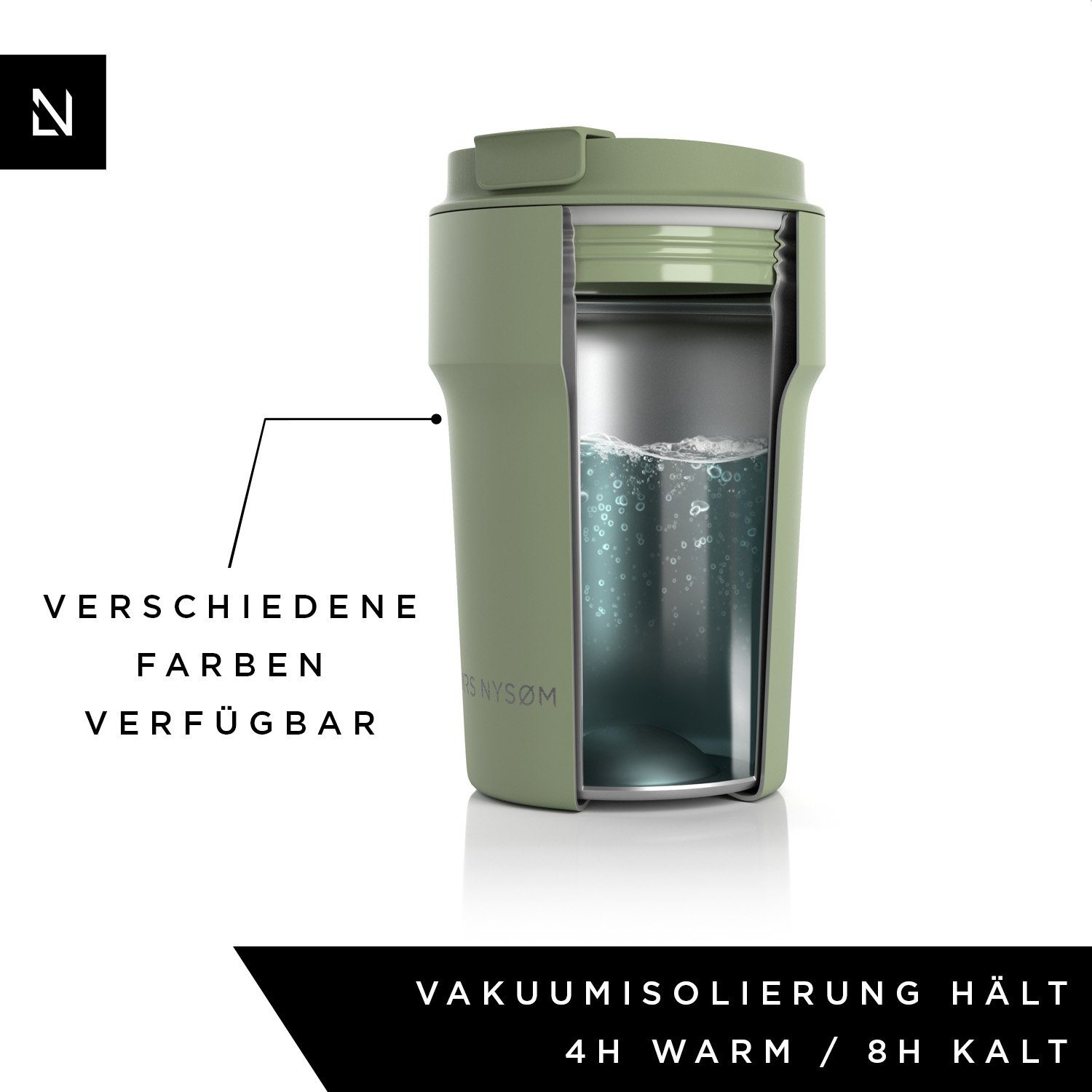 LARS NYSØM Thermobecher Bevægelse, 18/8 Edelstahl, Auslaufsicherer Travel-Mug für Kaffee und Tee unterwegs 380ml 500ml