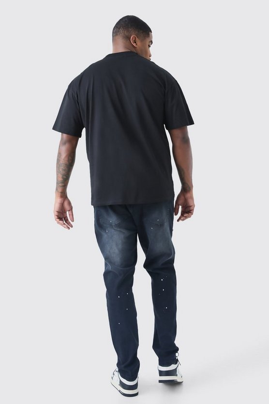 Plus zerrissene Super Skinny Jeans mit Farbspritzern