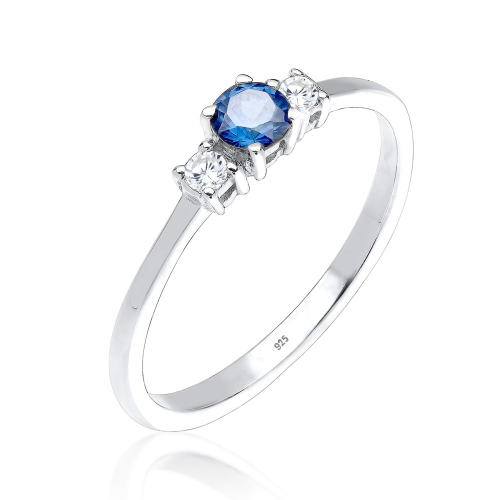 Elli Elli Bague Femmes Fiançailles Classique avec Saphir Synthétique et Cristaux de Zi Bague