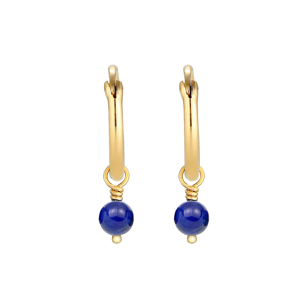 Elli Elli Boucles d'Oreilles Dames Creoles Boule Lapis Lazuli noble tendance en argent Boucles d'oreilles