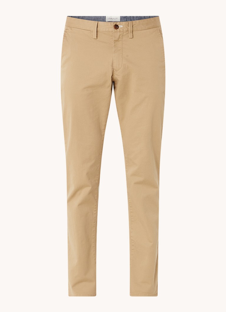 Chino nohavice Gant slim fit zo zmesi organickej bavlny s bočnými vreckami