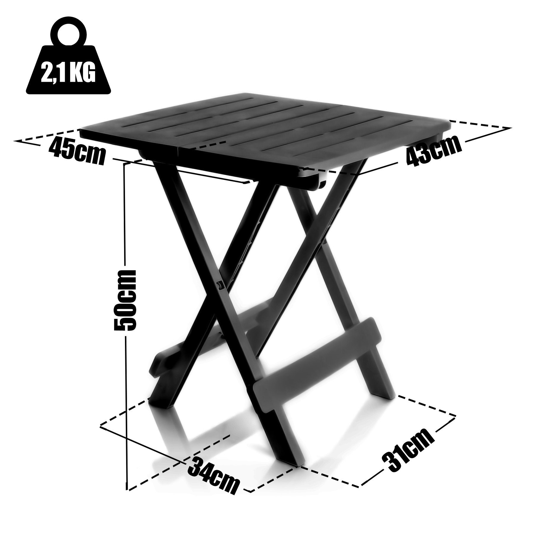 BigDean Klapptisch Klapptisch klein in anthrazit aus Kunststoff LxBxH 45x43x50cm (1-St)