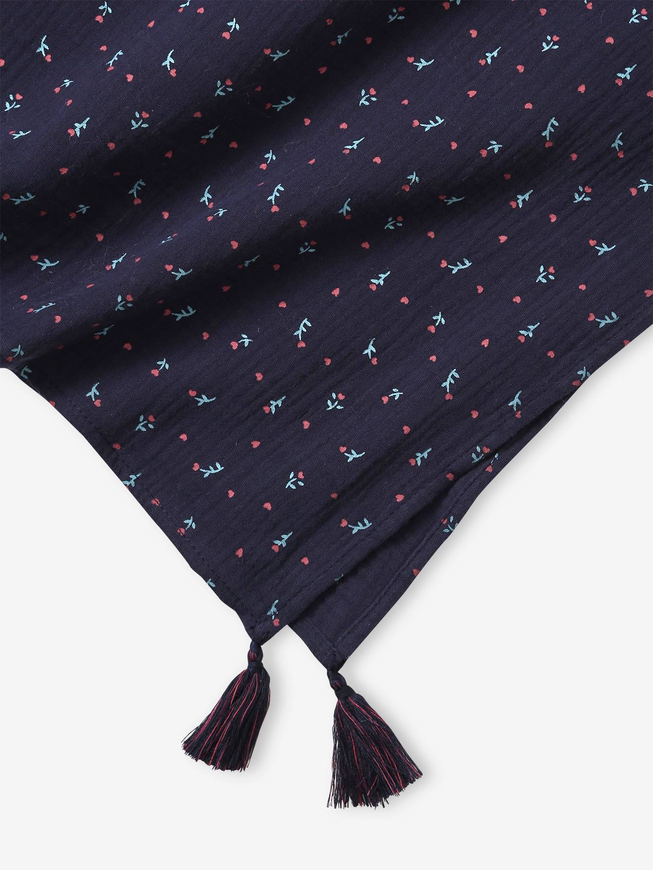 Foulard imprimé fleuri fille dark bleu indigo imprimé