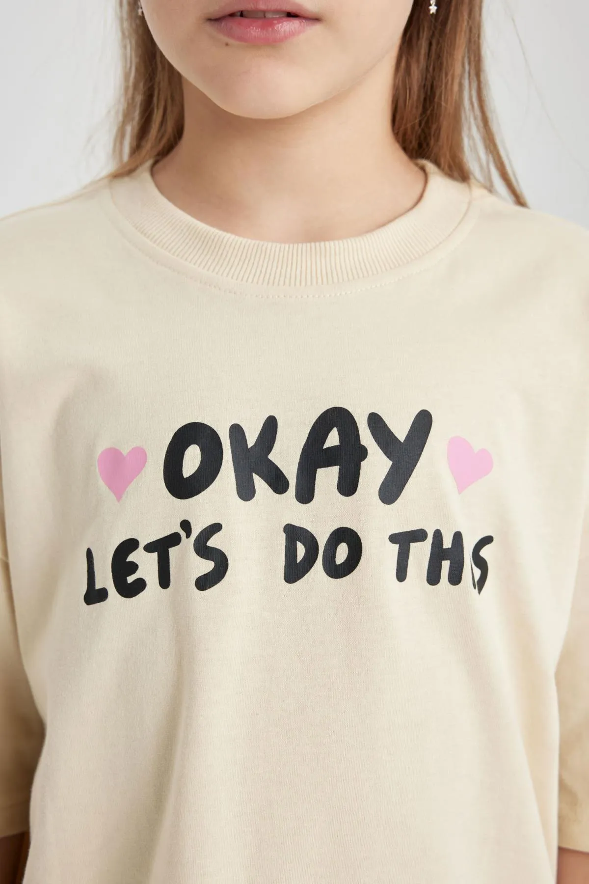 DeFacto  Bedrucktes Kurzarm-T-Shirt für Mädchen in Oversize-Passform B5129a824sm