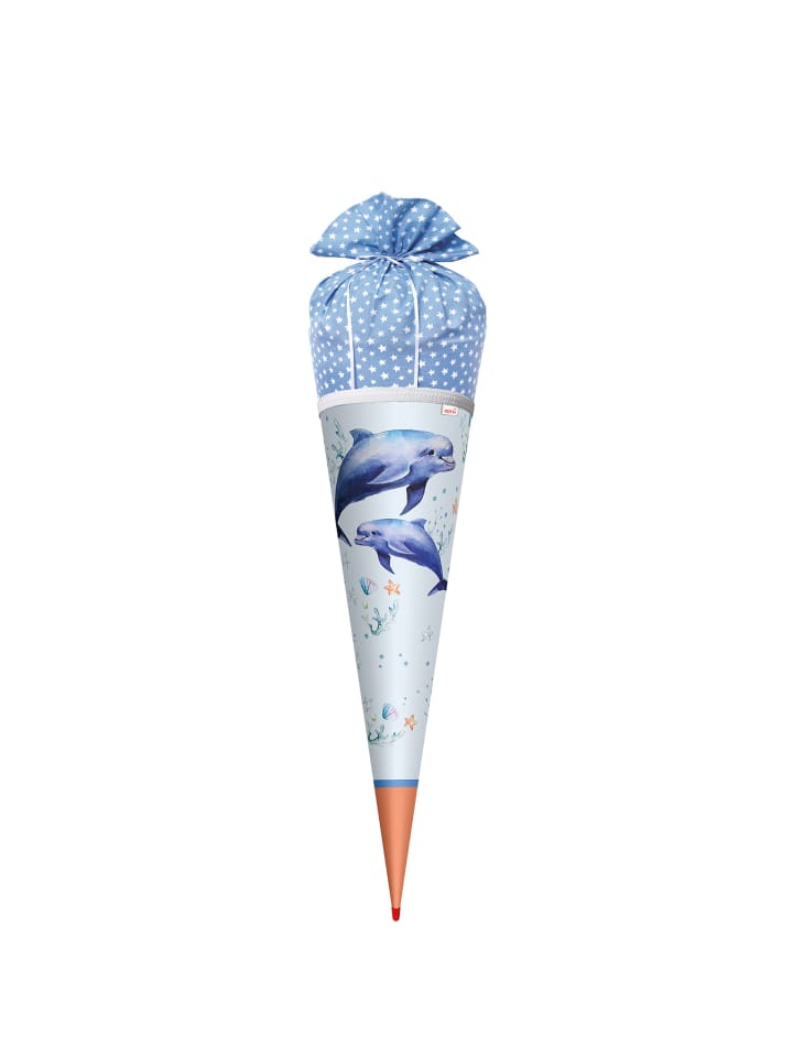 ROTH Schultüte Lieblingsstück Delfin Duo 70 cm, Stoffverschluss in Hellblau günstig kaufen onesize