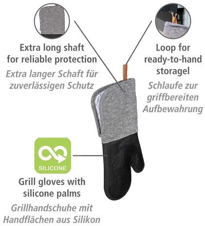 WENKO Topfhandschuhe Ada, (Set, 2-tlg), mit Baumwollinnenseite, 1 Paar, schwarz