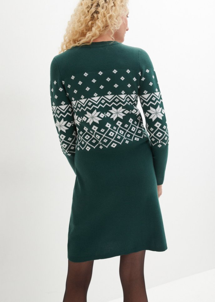 Ausgestelltes Strickkleid mit Norwegermuster
