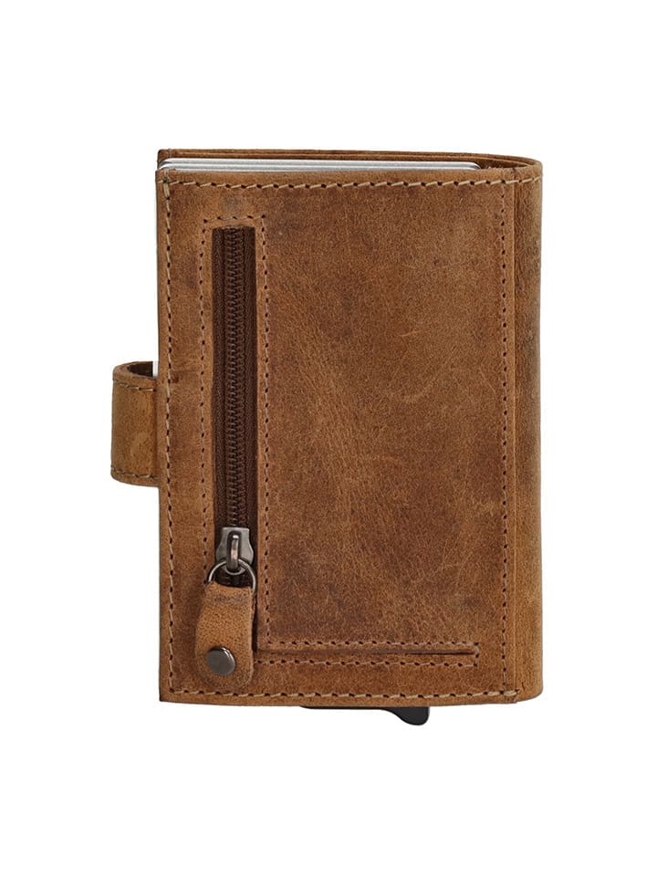 HIDE & STITCHES Leder-Geldbörse in Hellbraun - (B)8 x (H)10 x (T)2 cm günstig kaufen onesize