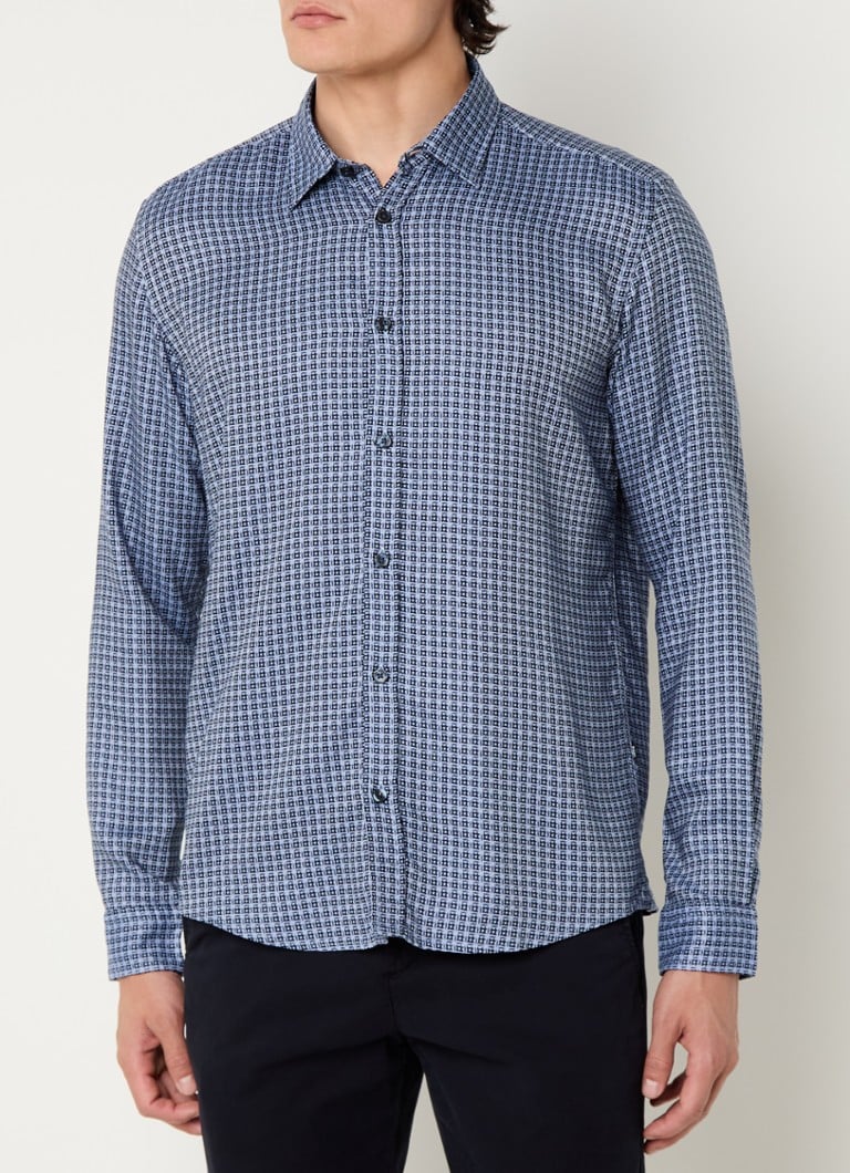 Camisa HUGO BOSS H-Liam de corte regular em liocel com microestampa.