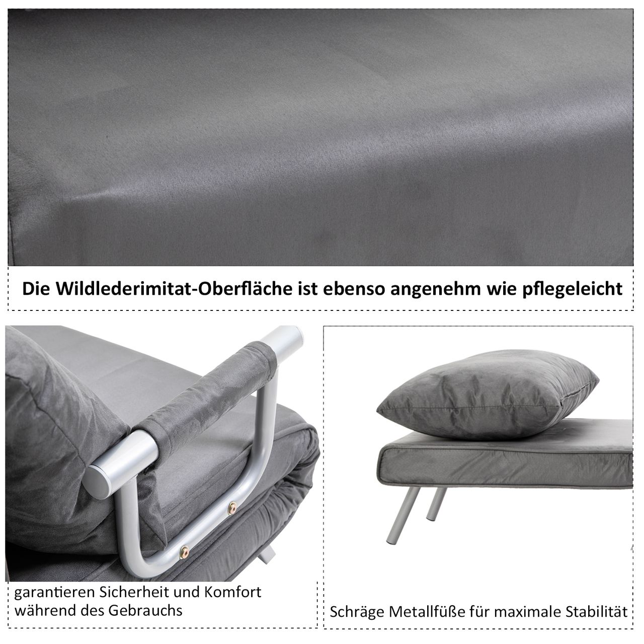 HOMCOM Schlafsofa mit Armlehne