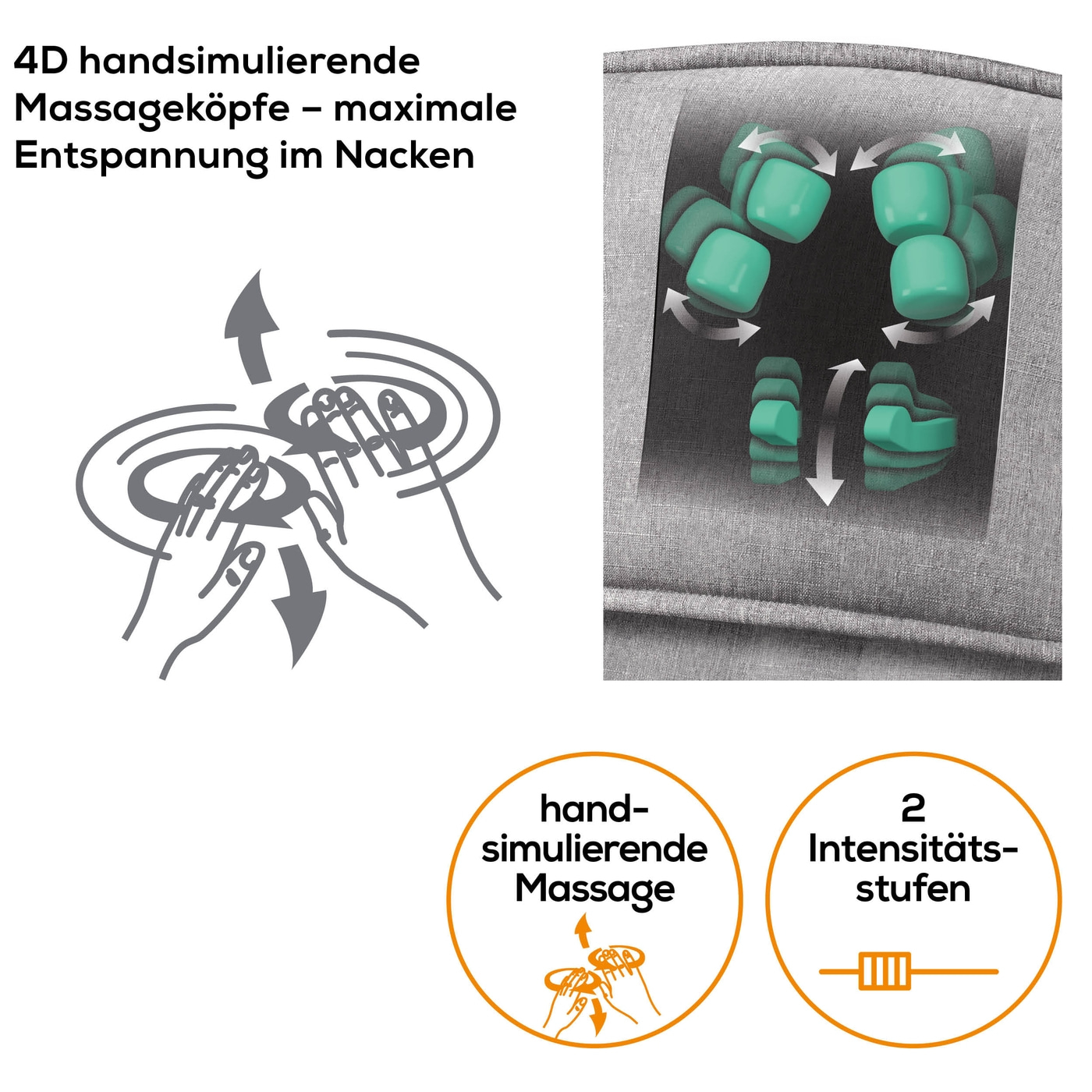 MG 330 Grey Shiatsu-Massagesitzauflage-Stylische Massagesitzauflage mit 3 Massagebereichen