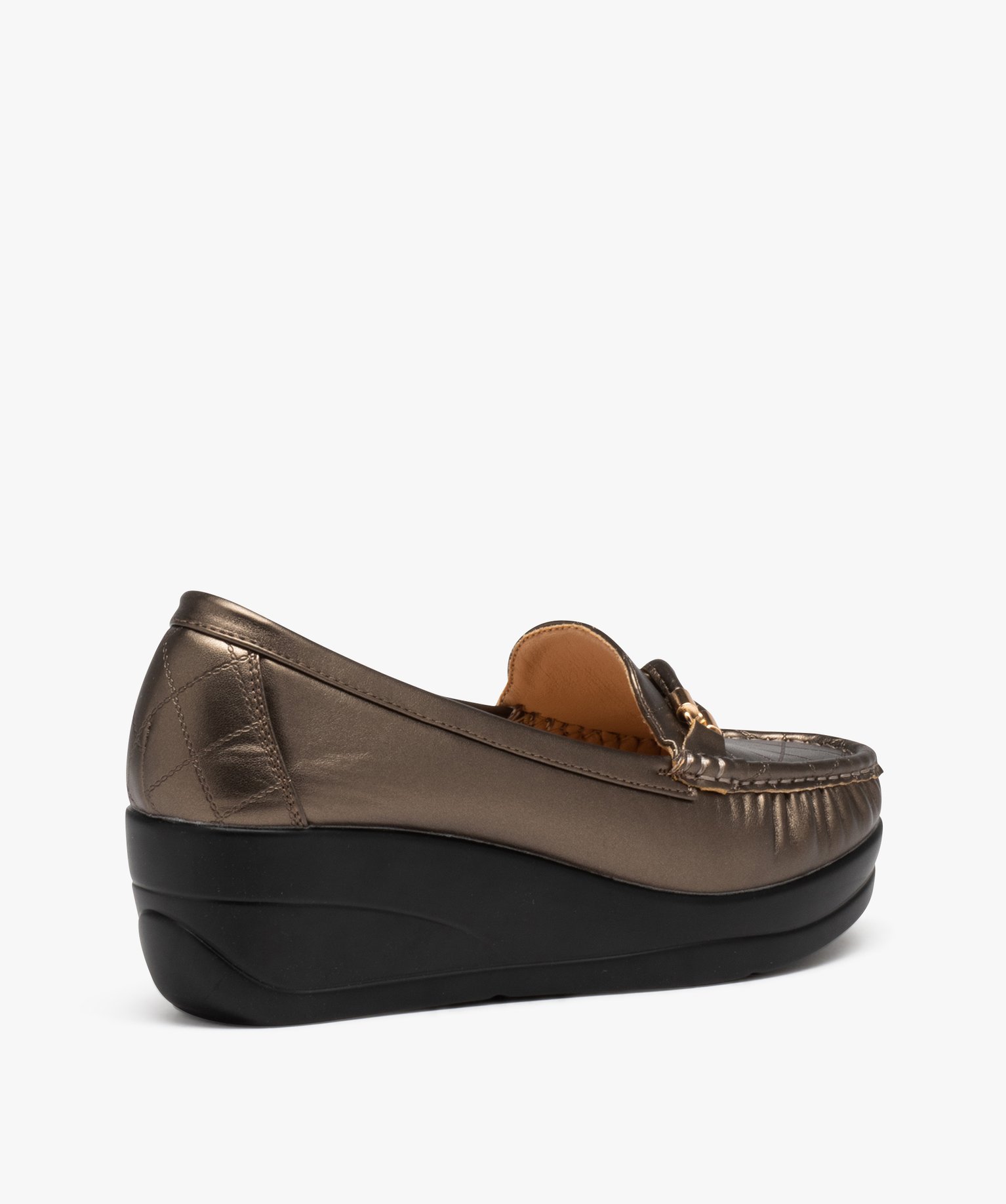 Mocassins femme confort dessus uni effet métallisé à seme... bronze | GEMO