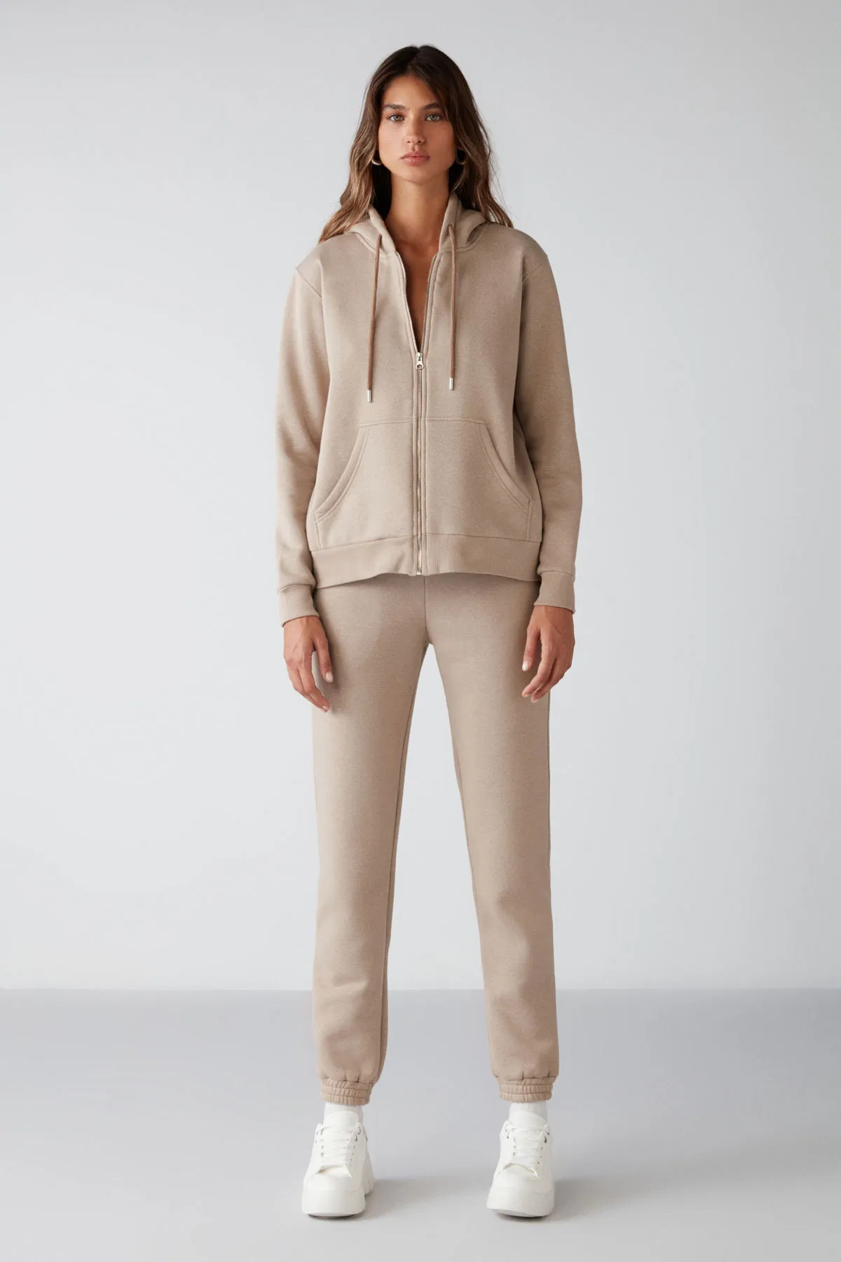 GRIMELANGE  Marıtza Damen-Jogginghose in regulärer Passform, Nerz, mit elastischem Bund und Beinen und Fleece-Innenseite