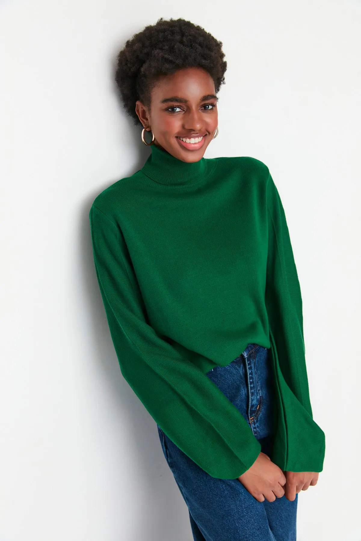 Trendyol Collection  Smaragdgrüner Basic Rollkragenpullover TWOAW21KZ0485
