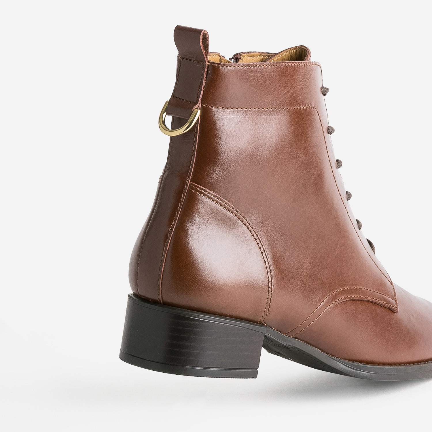 Bottine à lacet ERAM FLEX cognac en cuir