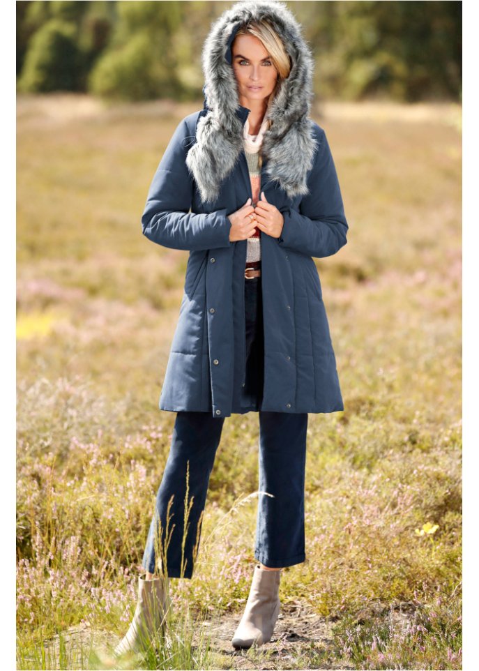 Longjacke mit Fellimitat
