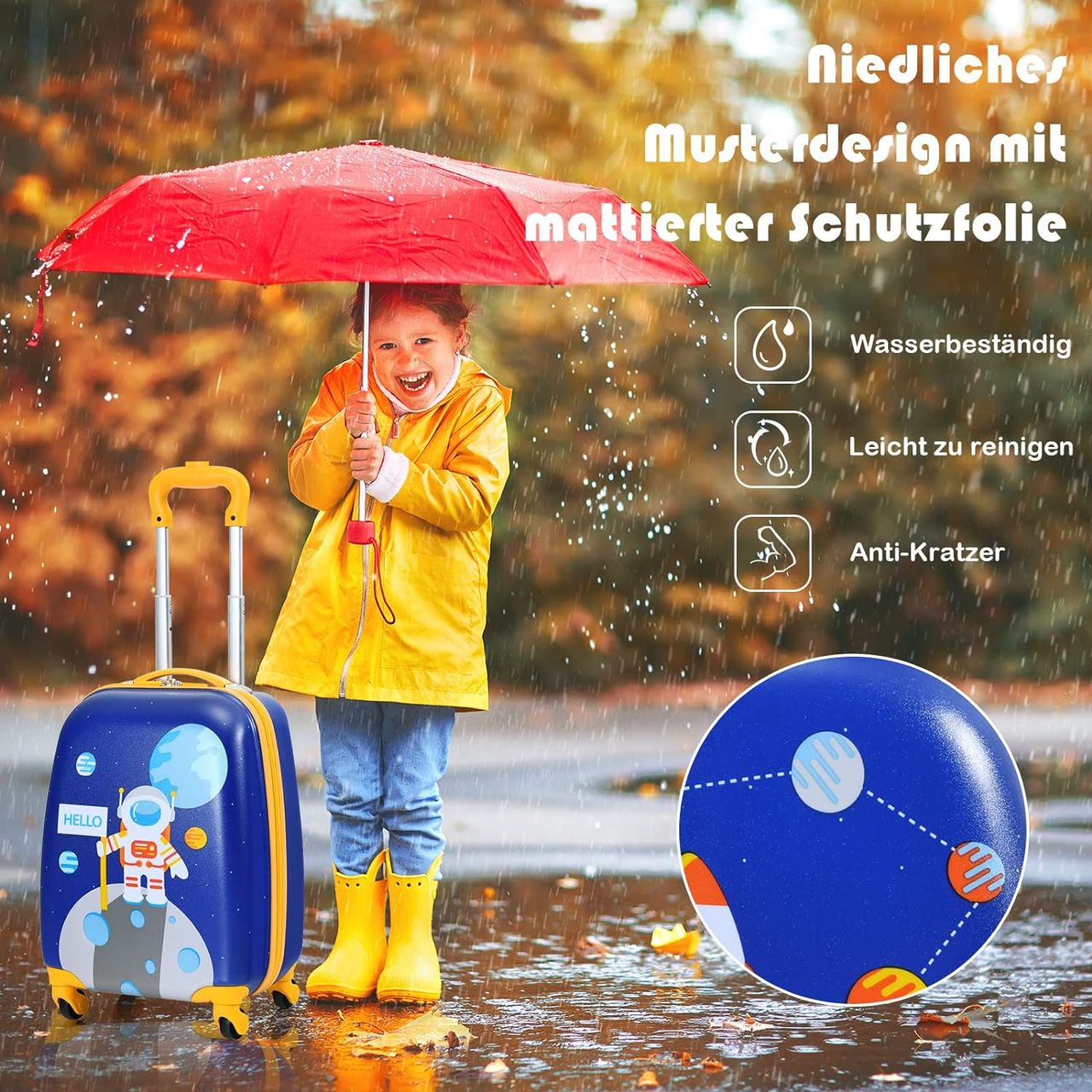 Costway 2tlg Kinderkoffer   Rucksack, Kindertrolley aus Kunststoff