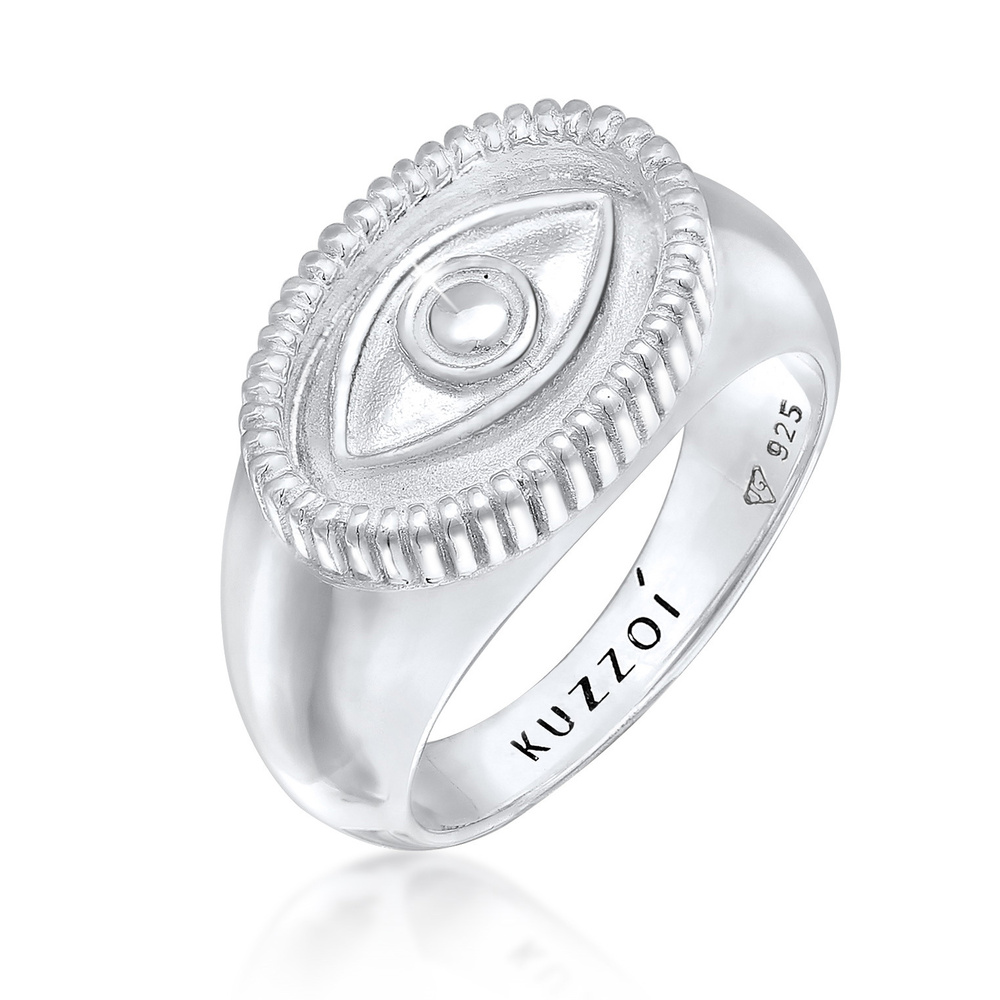 KUZZOI KUZZOI Bague Bague Signet Homme Oeil du Mal Tendance Chunky en Argent Sterling 92 Bague