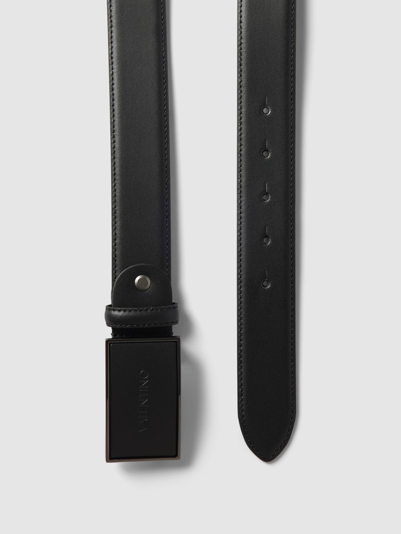 Gürtel aus Leder mit Label-Detail Modell 'Plaque' in schwarz