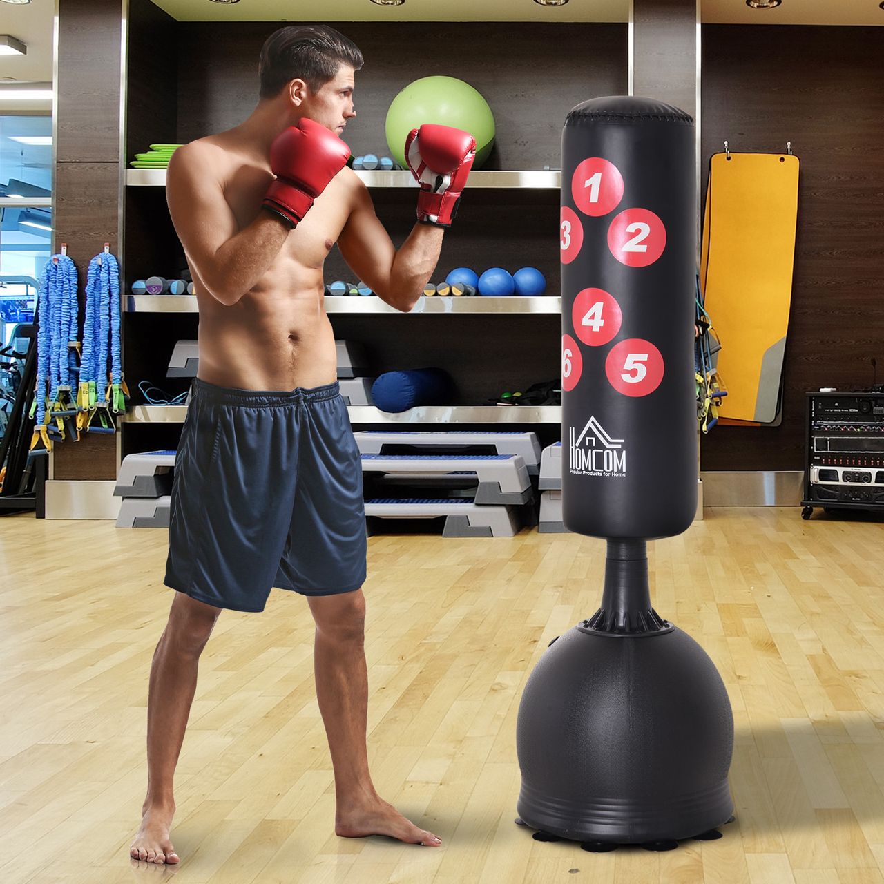 HOMCOM Standboxsack Boxpuppe Boxpartner Schwarz Ø50 x H165 cm