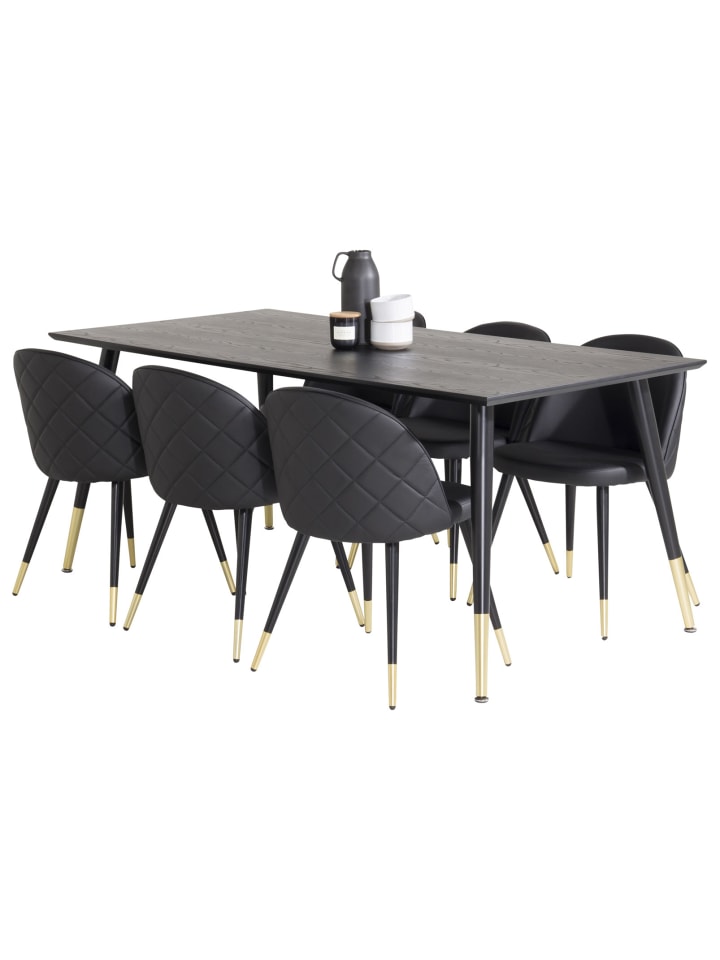 ebuy24 Essgruppe Dipp 61 (7-teilig) Schwarz 90 x 180 cm günstig kaufen onesize