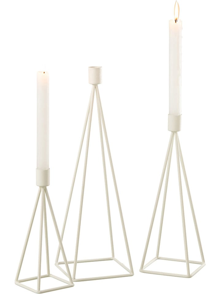 J Line 3er-Set: Kerzenhalter in Creme - (H)38,5 x Ø 12 cm günstig kaufen onesize