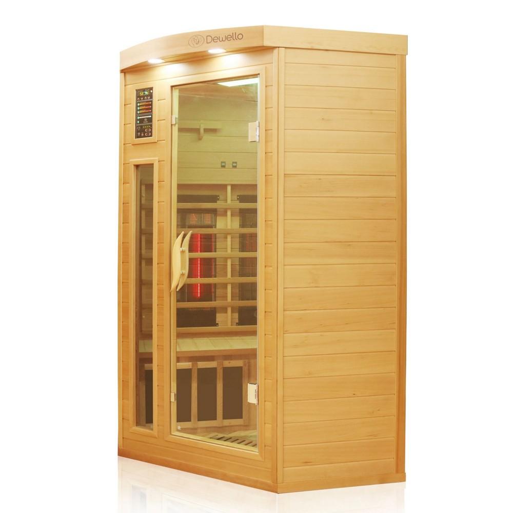 Dewello Infrarotkabine Infrarotsauna LAKEFIELD PRO Hemlock/ Zeder 140cm x 140cm x 190cm Duo Strahler