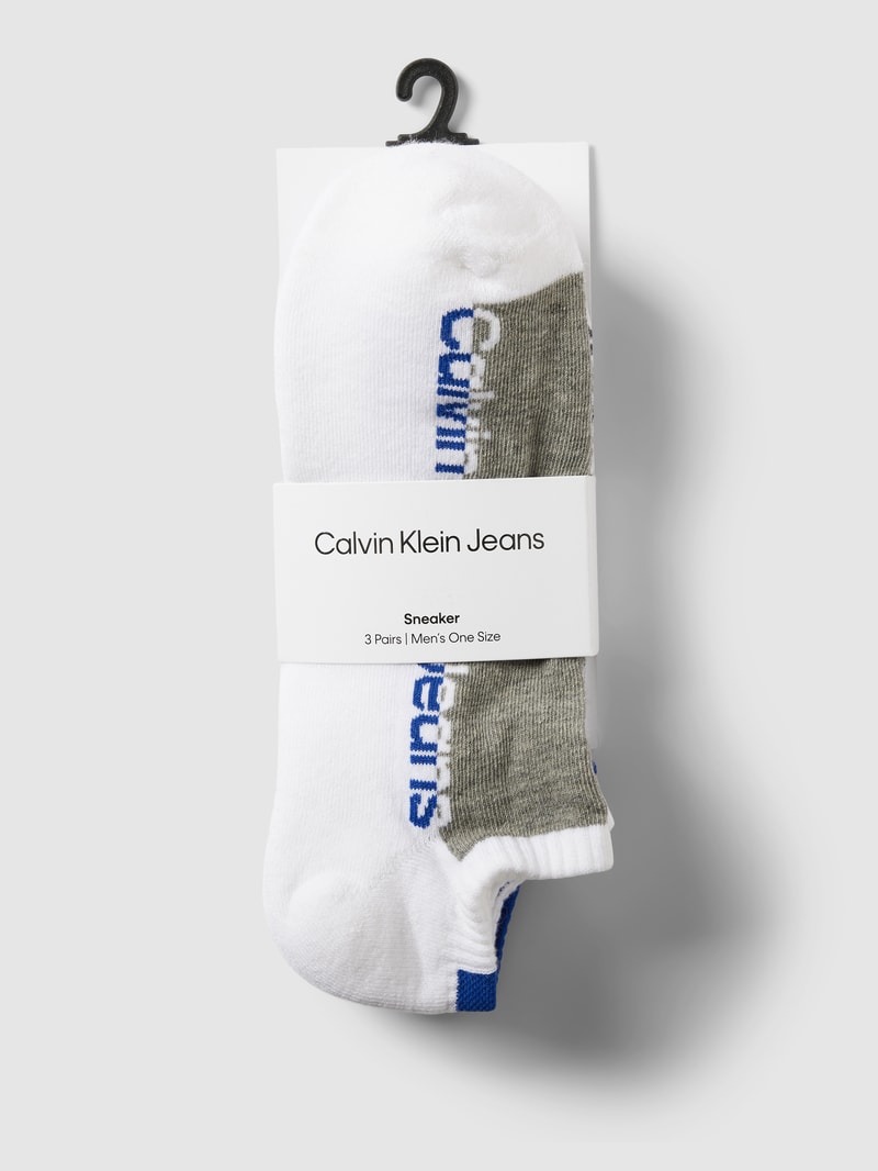 Sneakersocken mit Label-Print im 3er-Pack in weiss