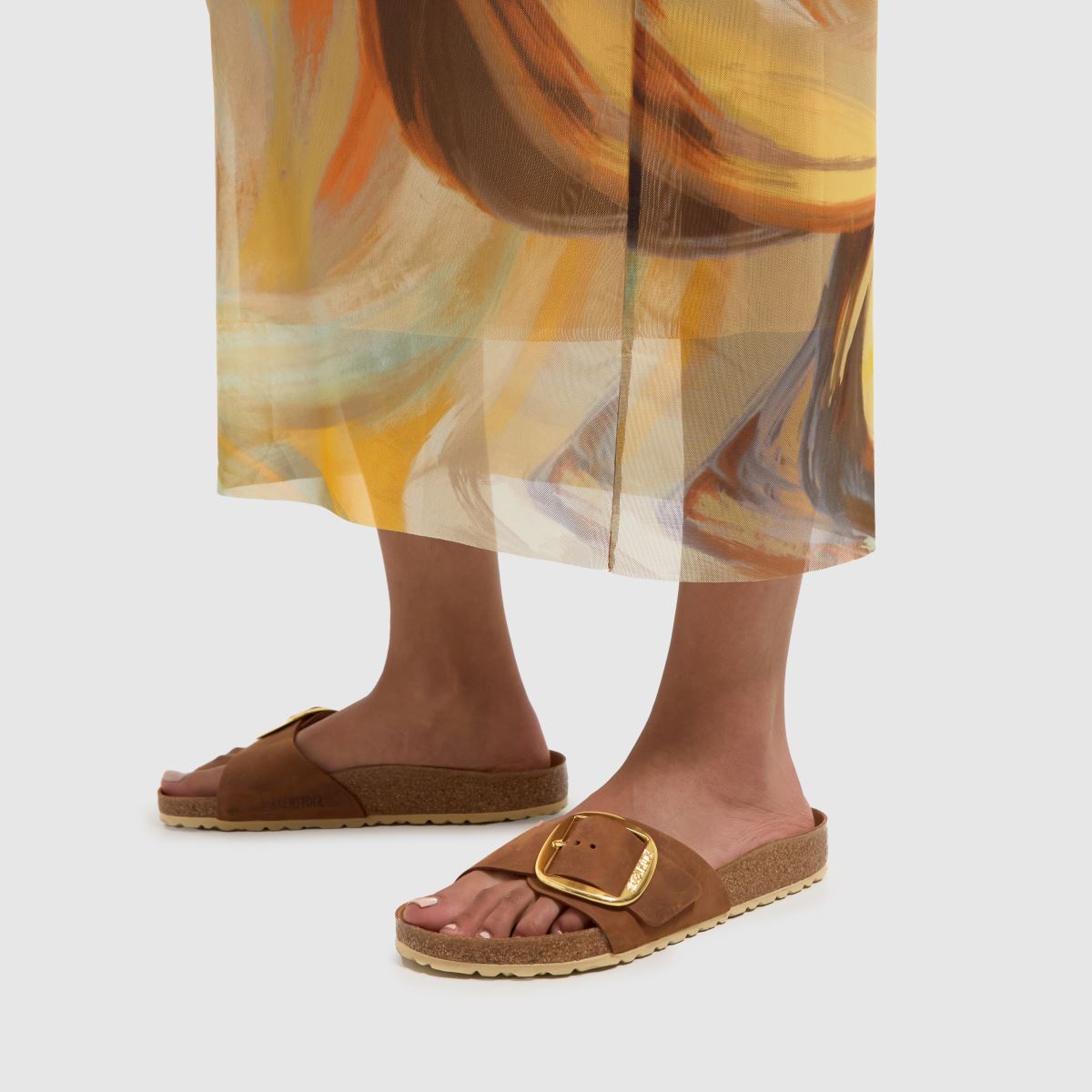 BIRKENSTOCK – Madrid – Sandaler med stort spänne i konjaksfärgad färg