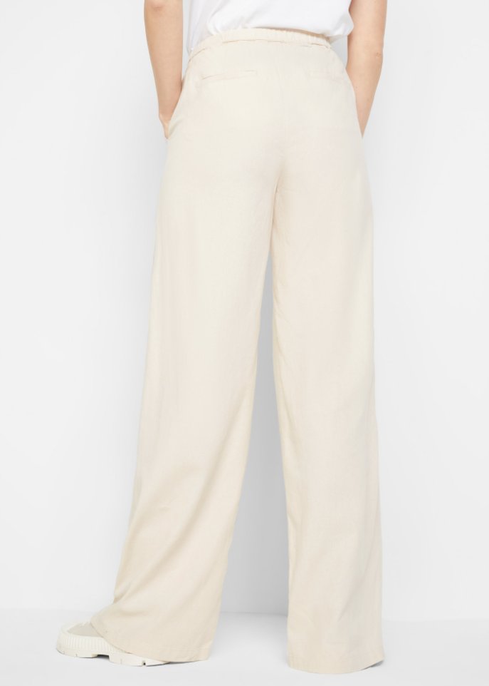 Palazzo-Hose mit Leinen mit extra langem Bein