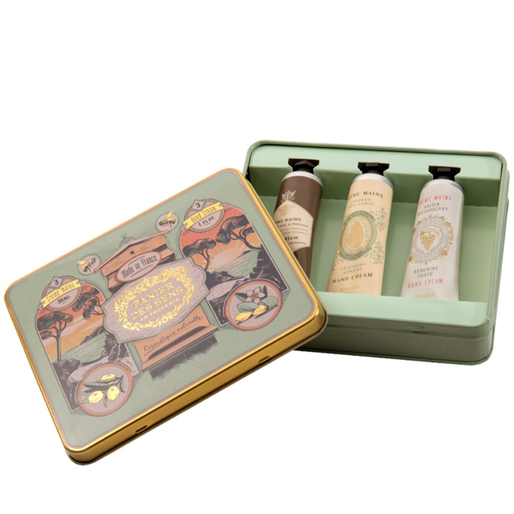 Panier des Sens COFFRET SOIN DES MAINS | Raisin, Amande, Miel TIN BOX 3x Crème Mains