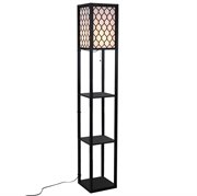HOMCOM Stehleuchte mit Regalen E27 bis 40W für Wohn-/Schlafzimmer 26 x 26 x 160 cm Holz Schwarz