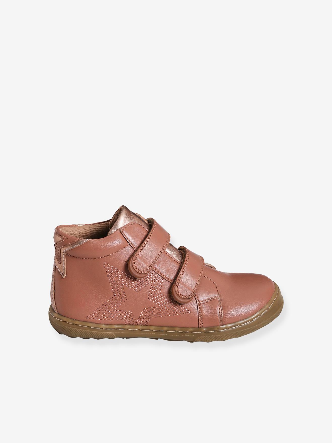 Bottines cuir scratchées fille collection maternelle rose