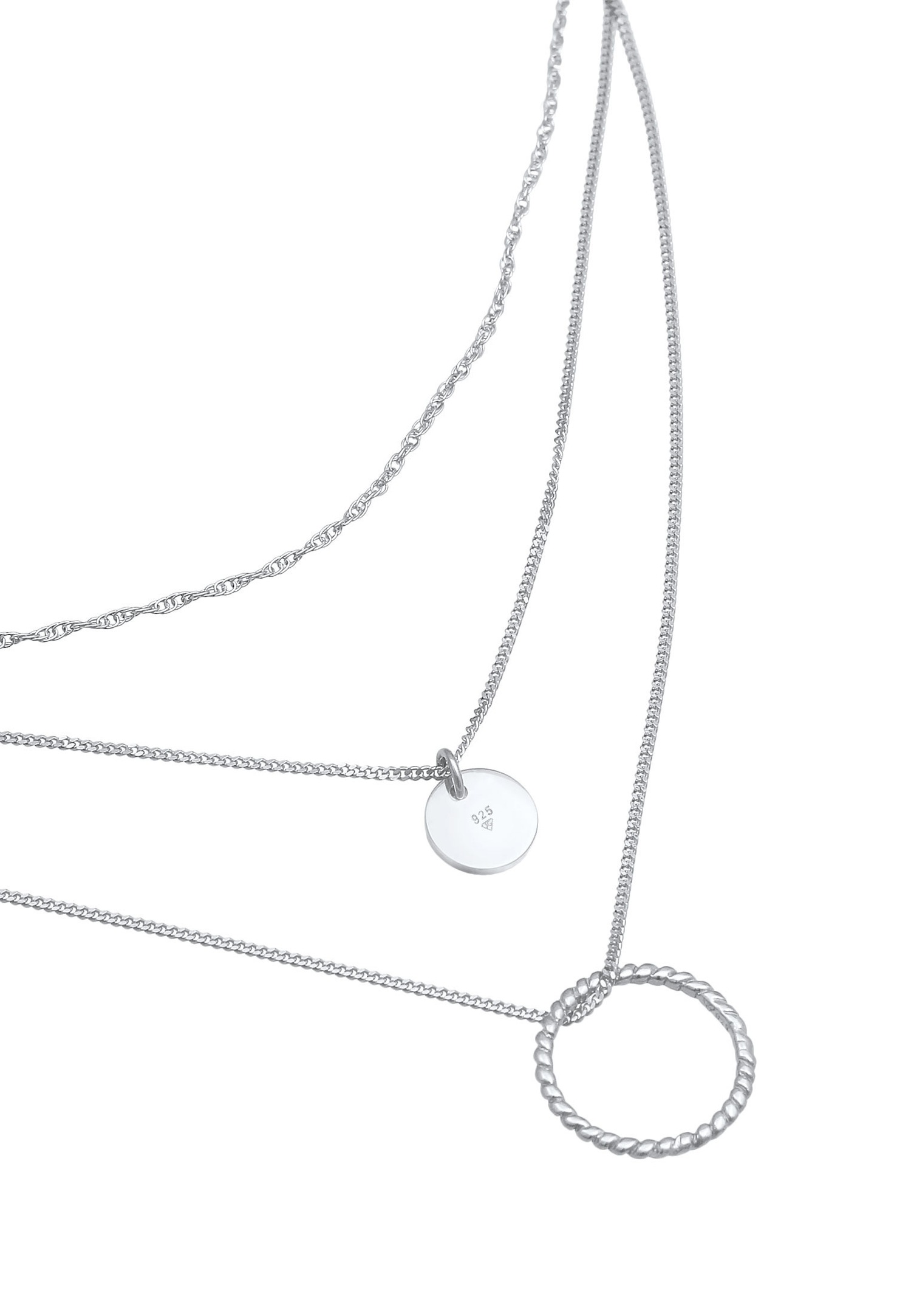 Colgante Elli para mujer, estilo atemporal, con diseño de círculo retorcido y capas, en plata de ley 925.