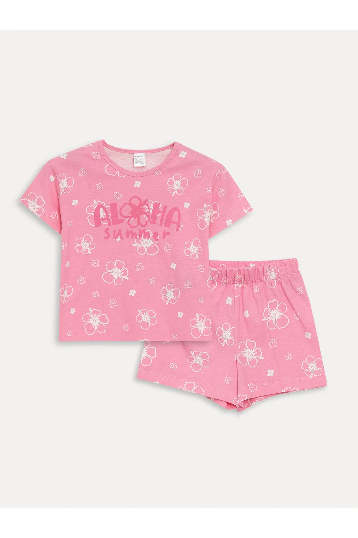 LC Waikiki  Bedrucktes T-Shirt und Shorts für Babys mit Rundhalsausschnitt, 2er-Set