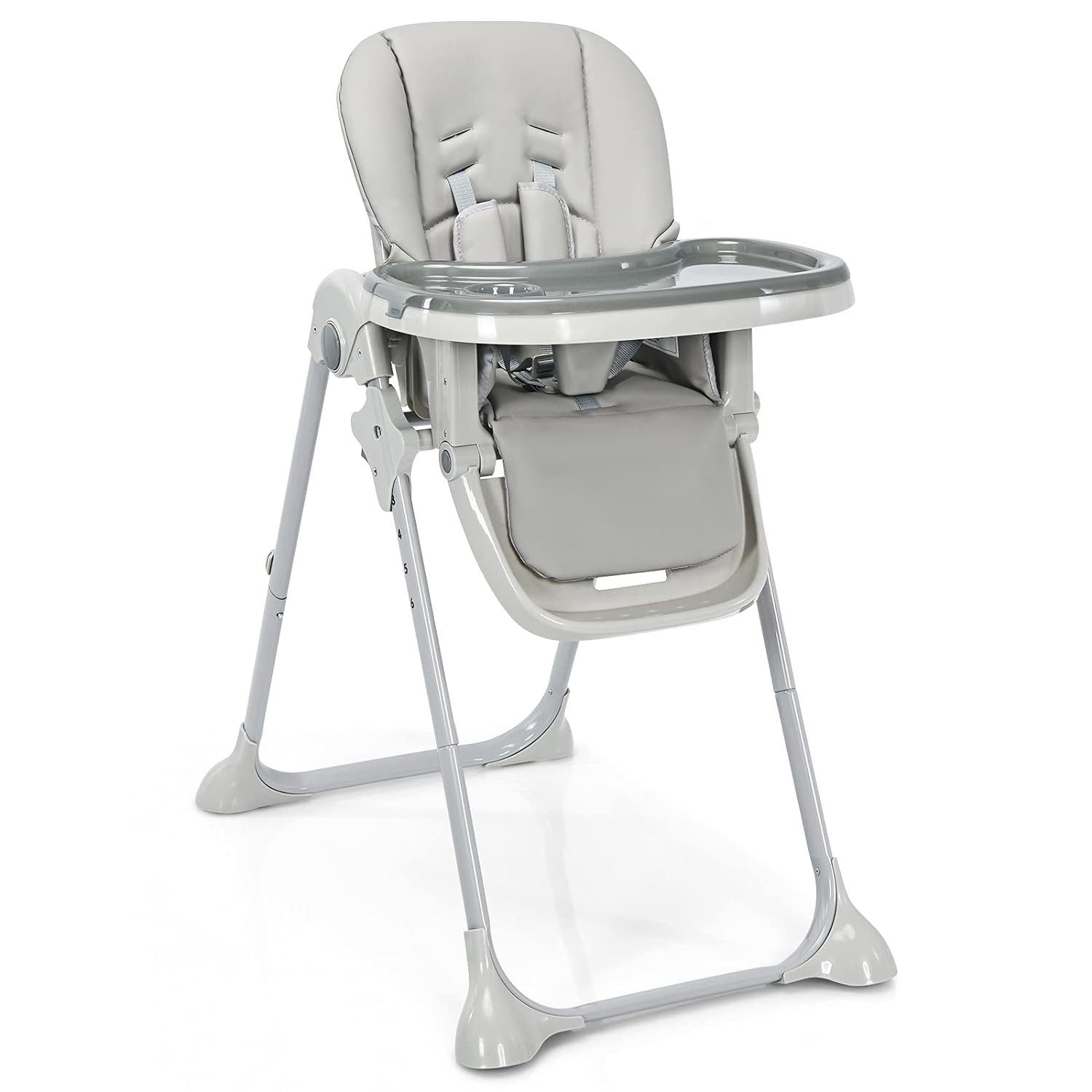 KOMFOTTEU Hochstuhl Baby, klappbar, mit abnehmbares Tablett