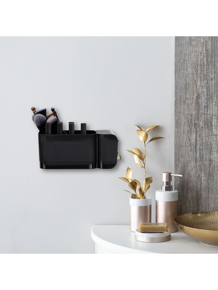 relaxdays Kosmetik Organizer in Schwarz/ Gold - (B)24 x (H)10 x (T)12,5 cm günstig kaufen onesize