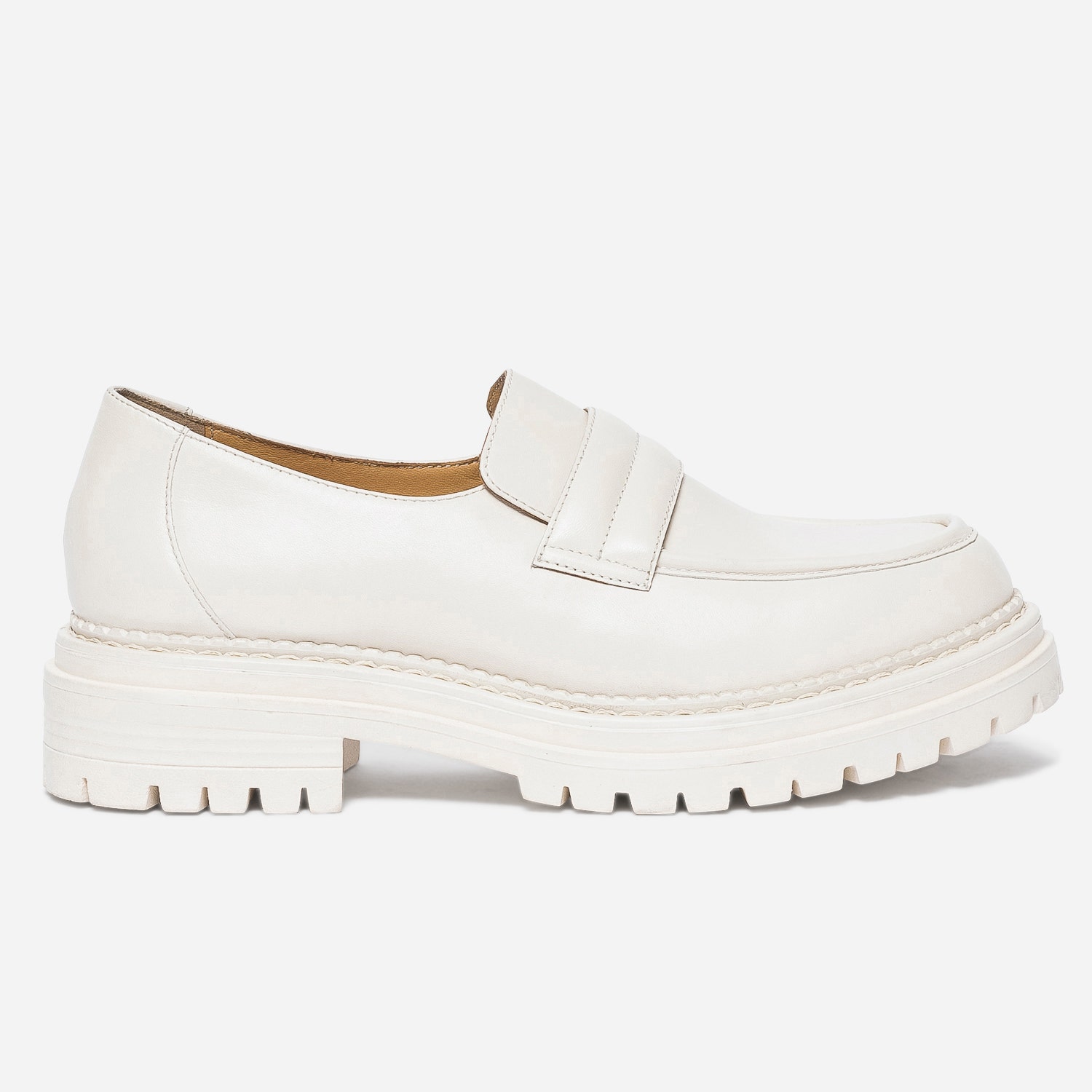 Mocassin cranté cuir écru