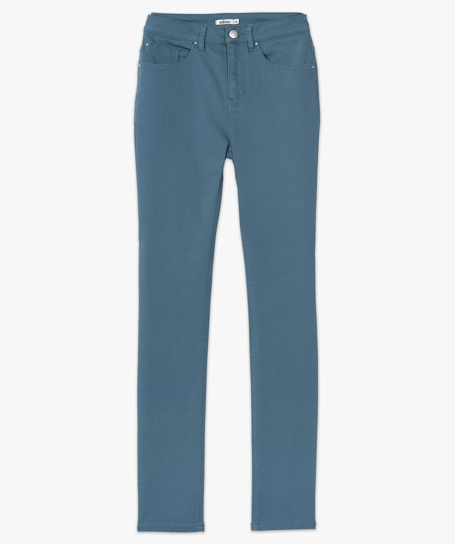 Pantalon femme en coton stretch coupe Regular bleu | GEMO