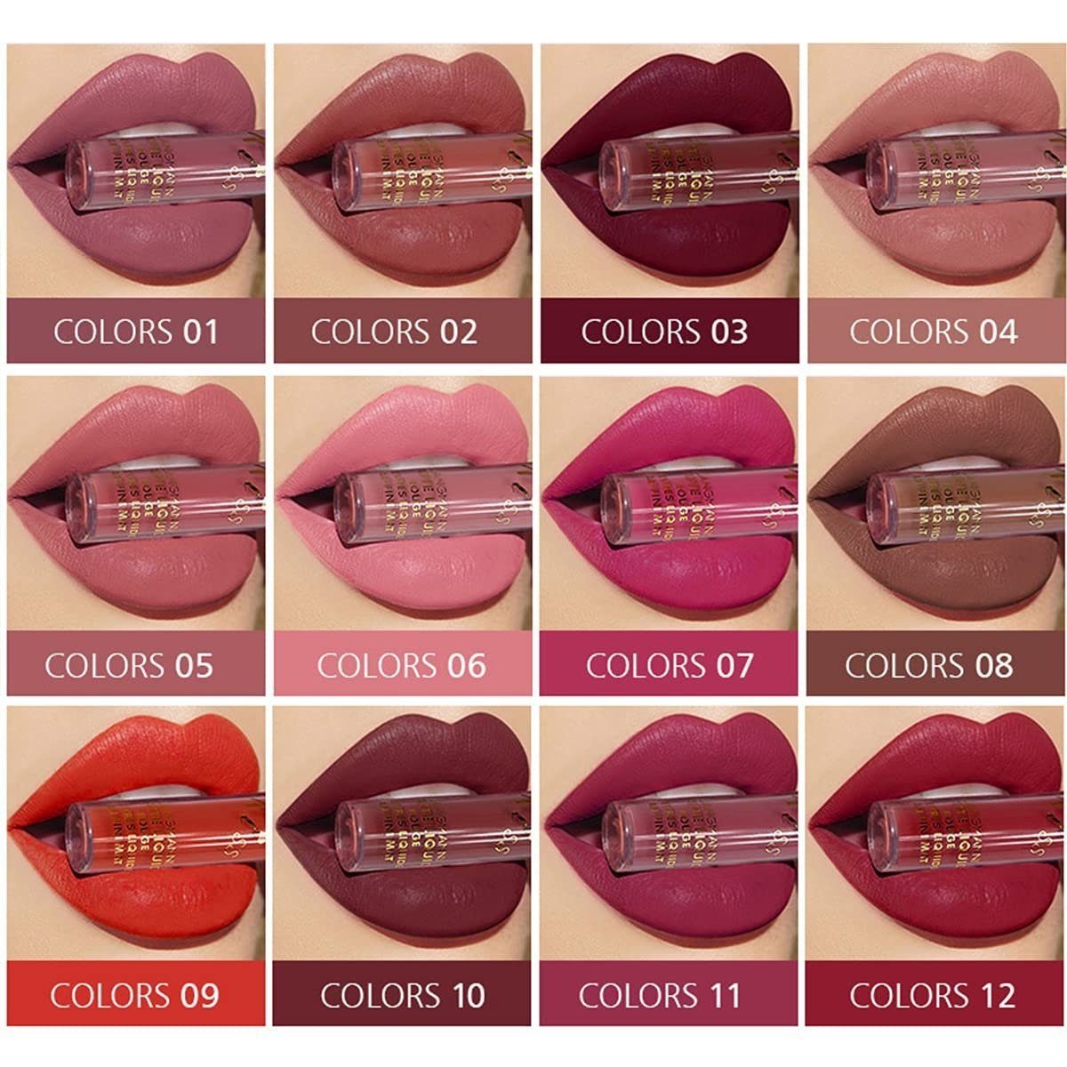 Haiaveng Lippenstift-Set 12-teiliges Lippenstift-Set, matt, wasserfest, langlebig